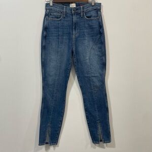 Alice + Olivia Good High Rise Skinny Front Slit Raw Hem Tapered Jeans Size 28